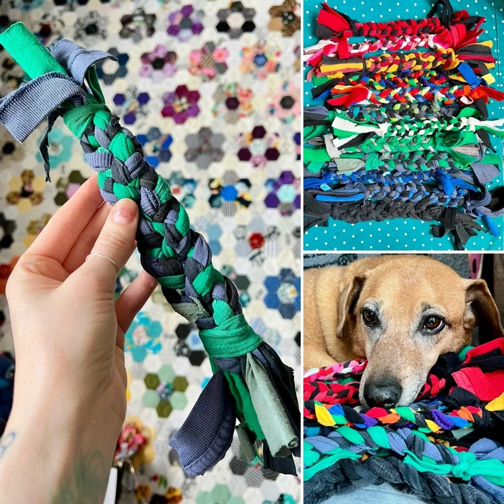 Colorful Dog Tug Toy - Braided Upcycled